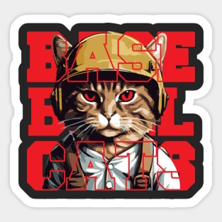 Cat with a Gold Baseball Cap Sticker